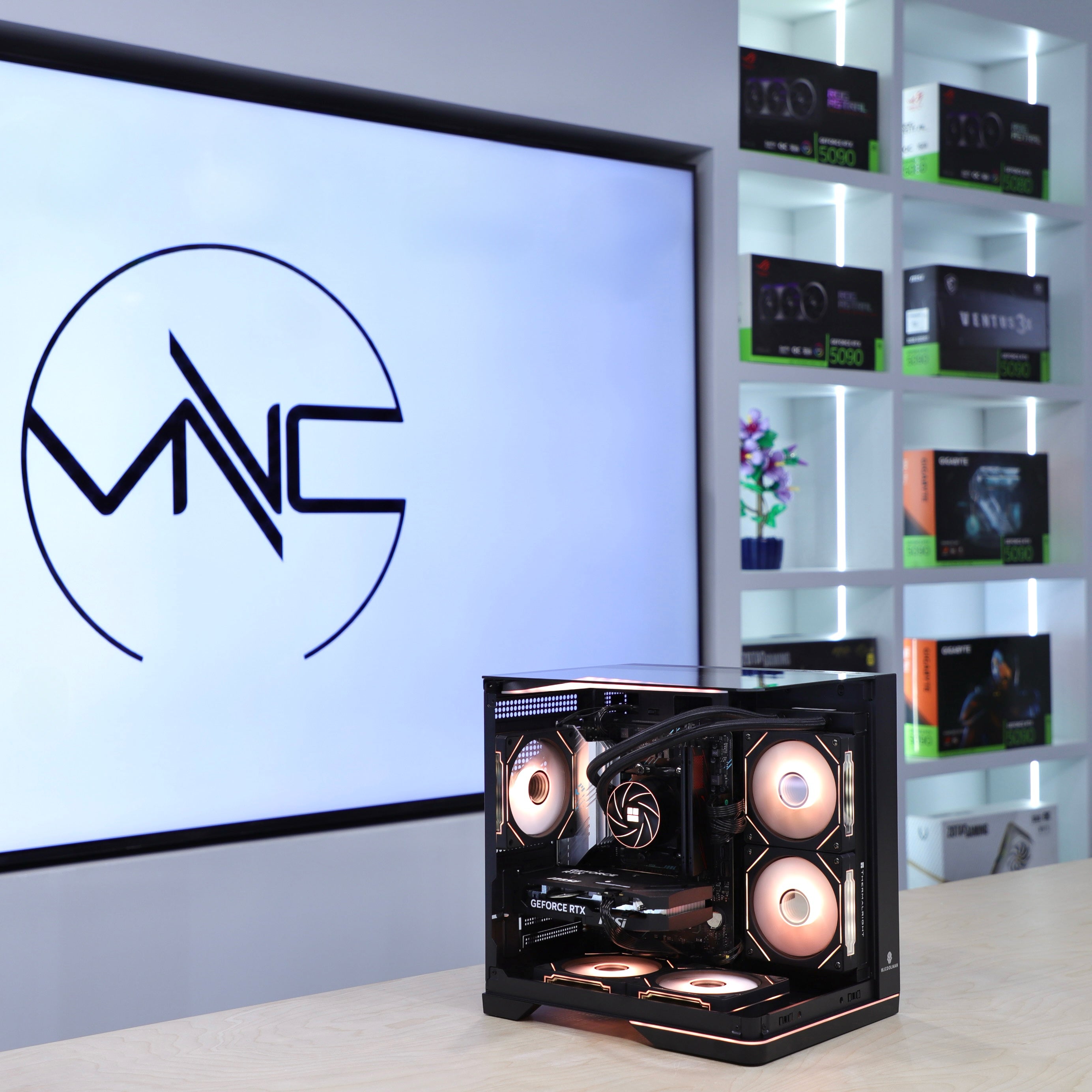 VNC Pro Gaming PC | Ryzen 5500+ RTX 5060+ VNC Curved Gaming MATX Case